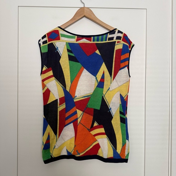 Lauren Ralph Lauren Top Women Sz M Sleveless Linen Blend Colorful Artsy Abstract - Picture 4 of 9